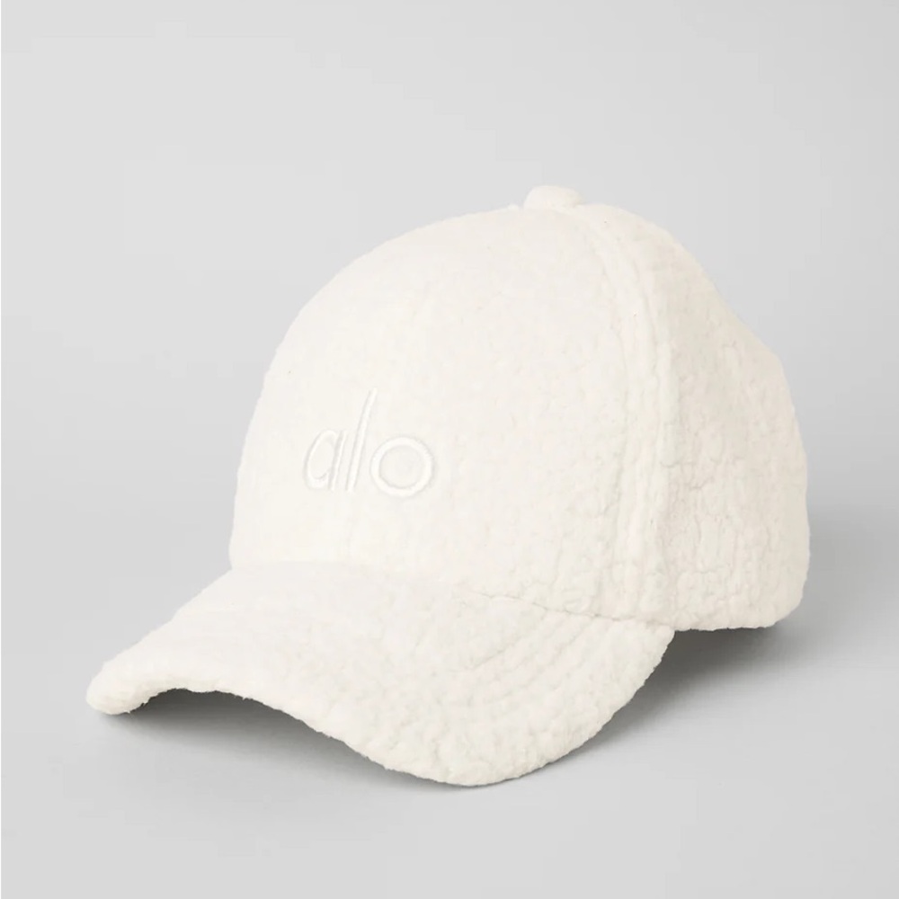 Alo white sherpa baseball hat